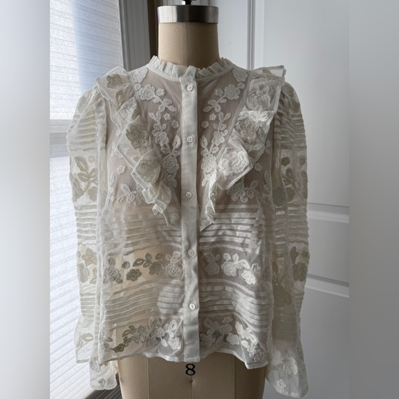 Sezane Nele Ecru Lace Blouse - Picture 3 of 5